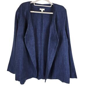 Pure Jill Linen Blue Business Work  Casual Atleisure Open Blazer Women's L